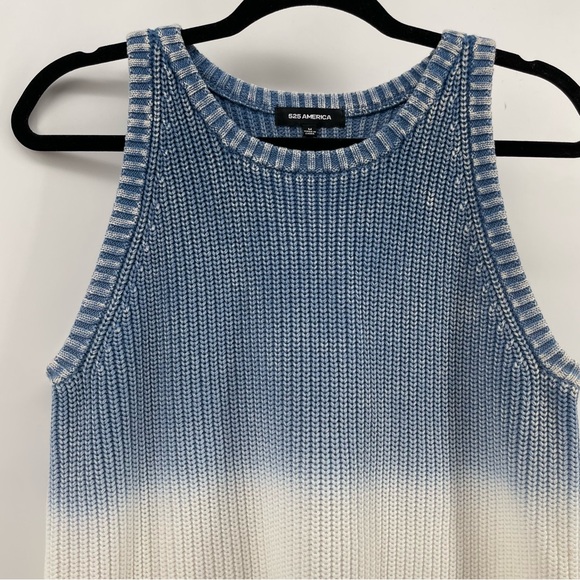 525 America Sweater Vest Blue White Ombre Knit 100% Cotton M - Picture 2 of 9